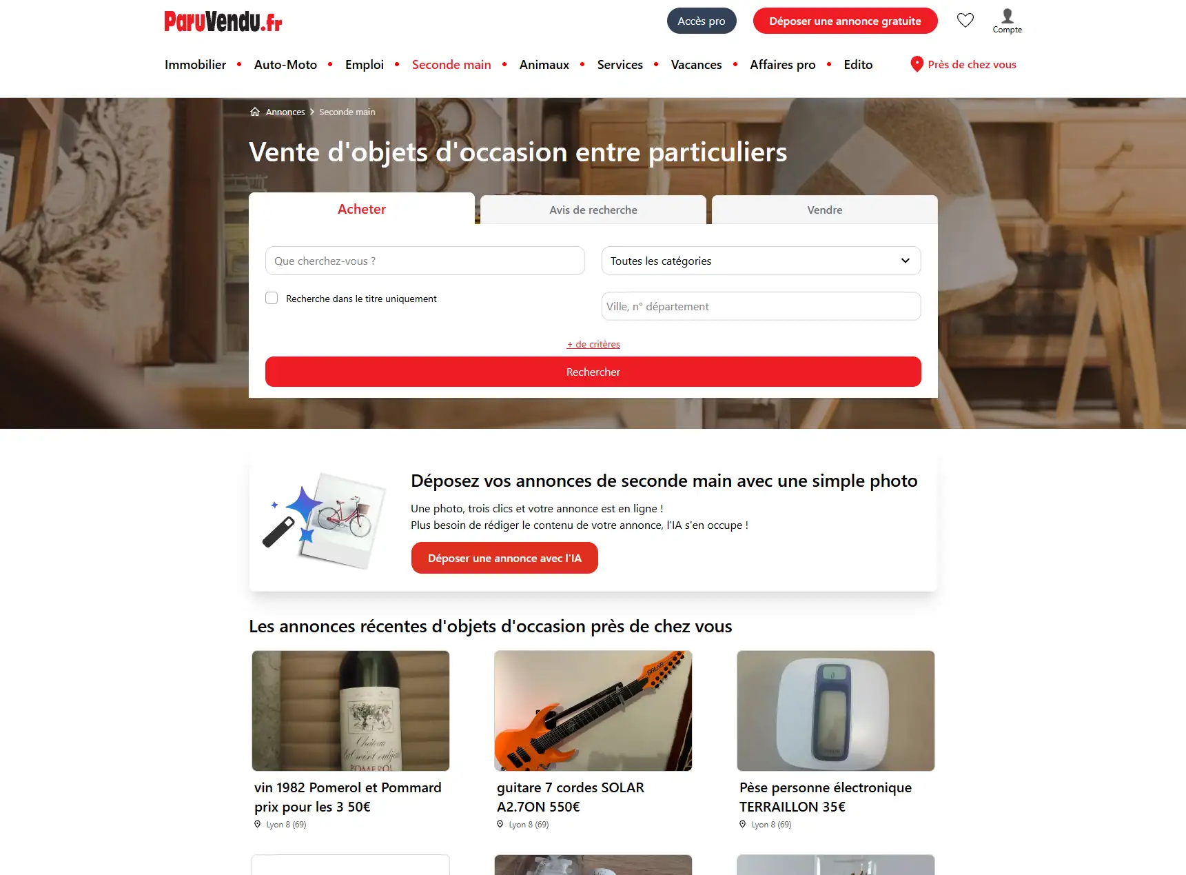 ParuVendu - Dépôt d'annonce IA - aperçu