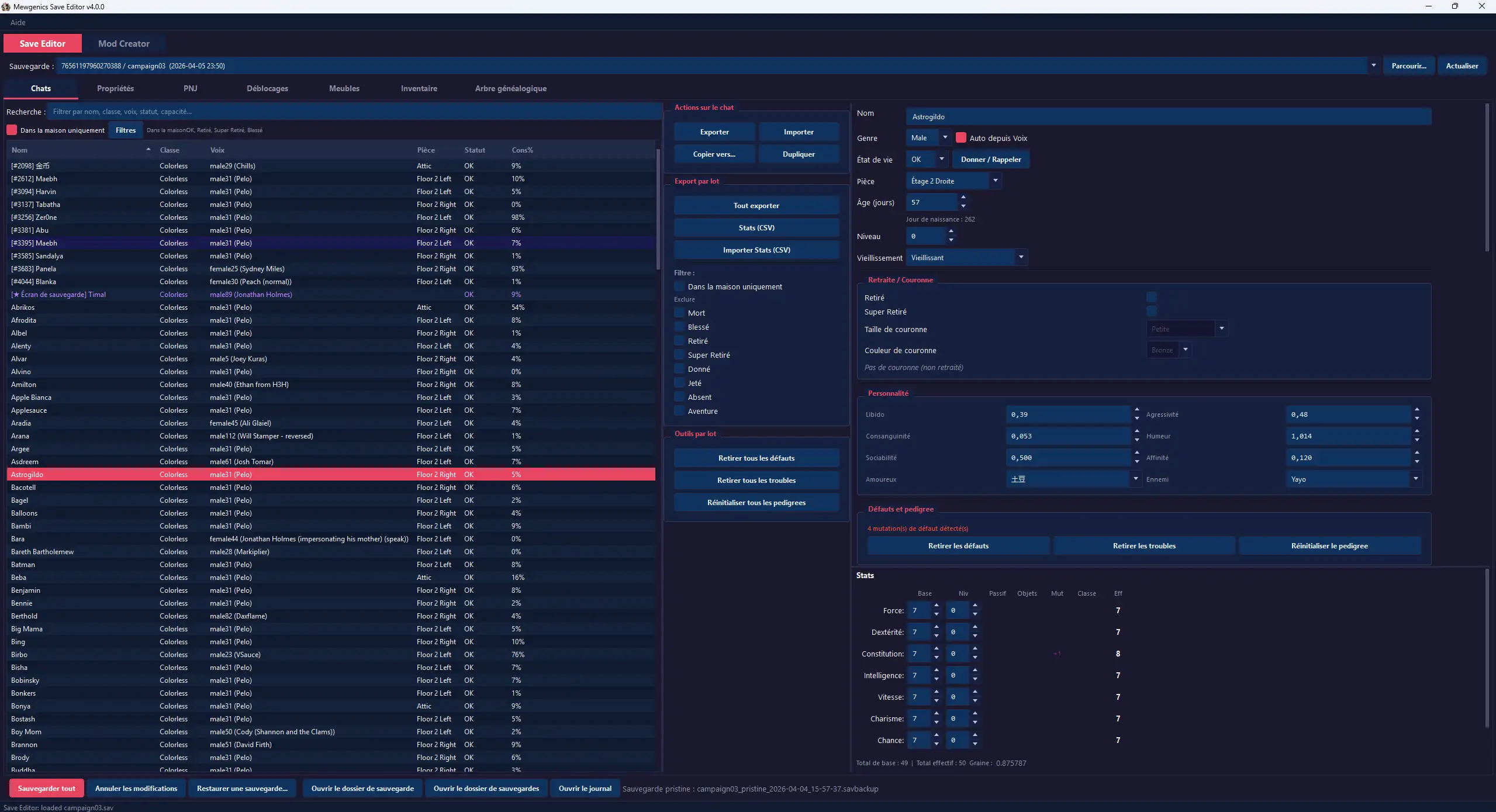 Mewgenics Save Editor - aperçu