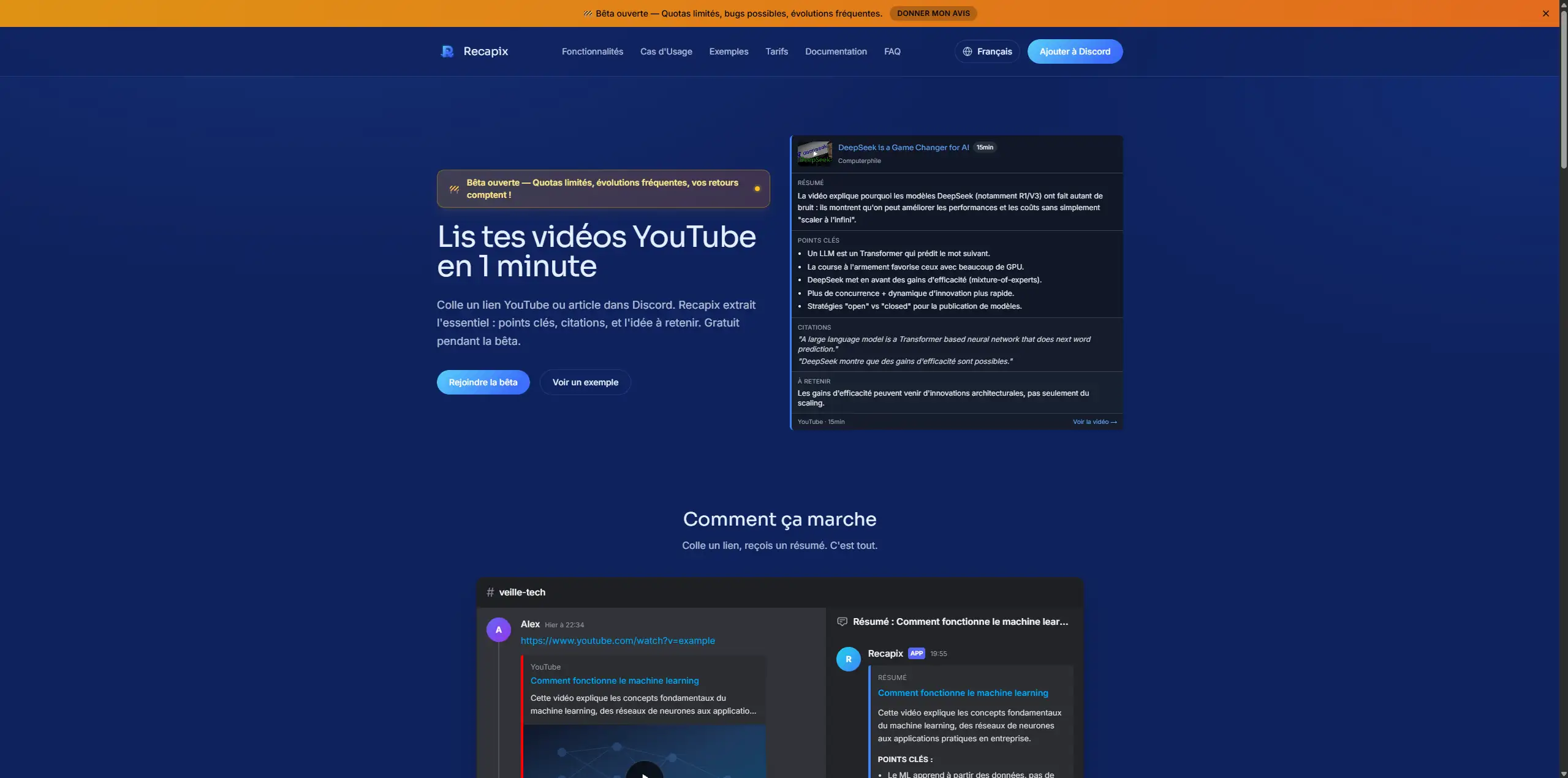 RecapiX — SaaS de résumé IA - aperçu